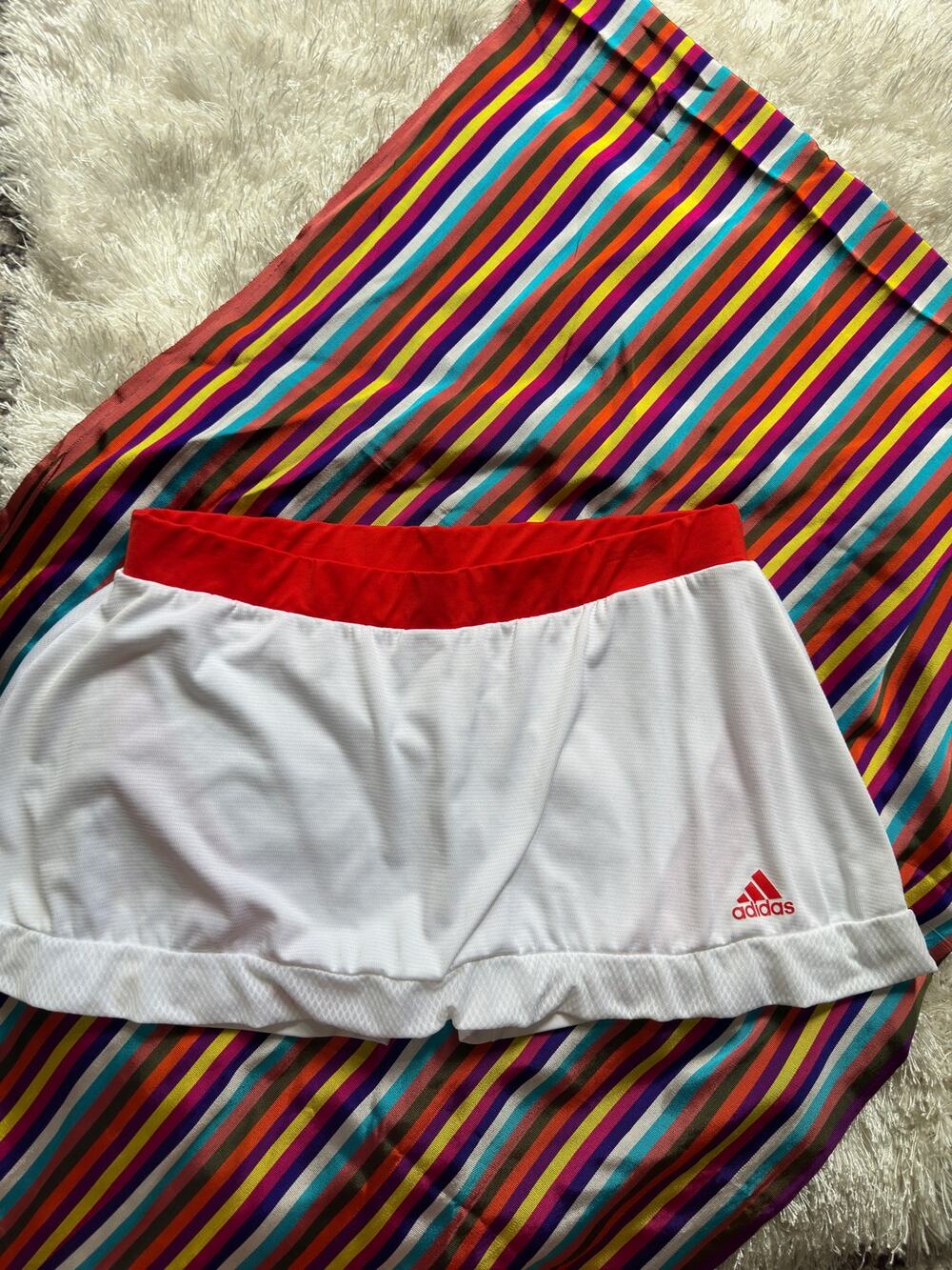 Adidas Adizero tennis skirt size Large white red skort